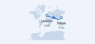 London to Tokyo route map